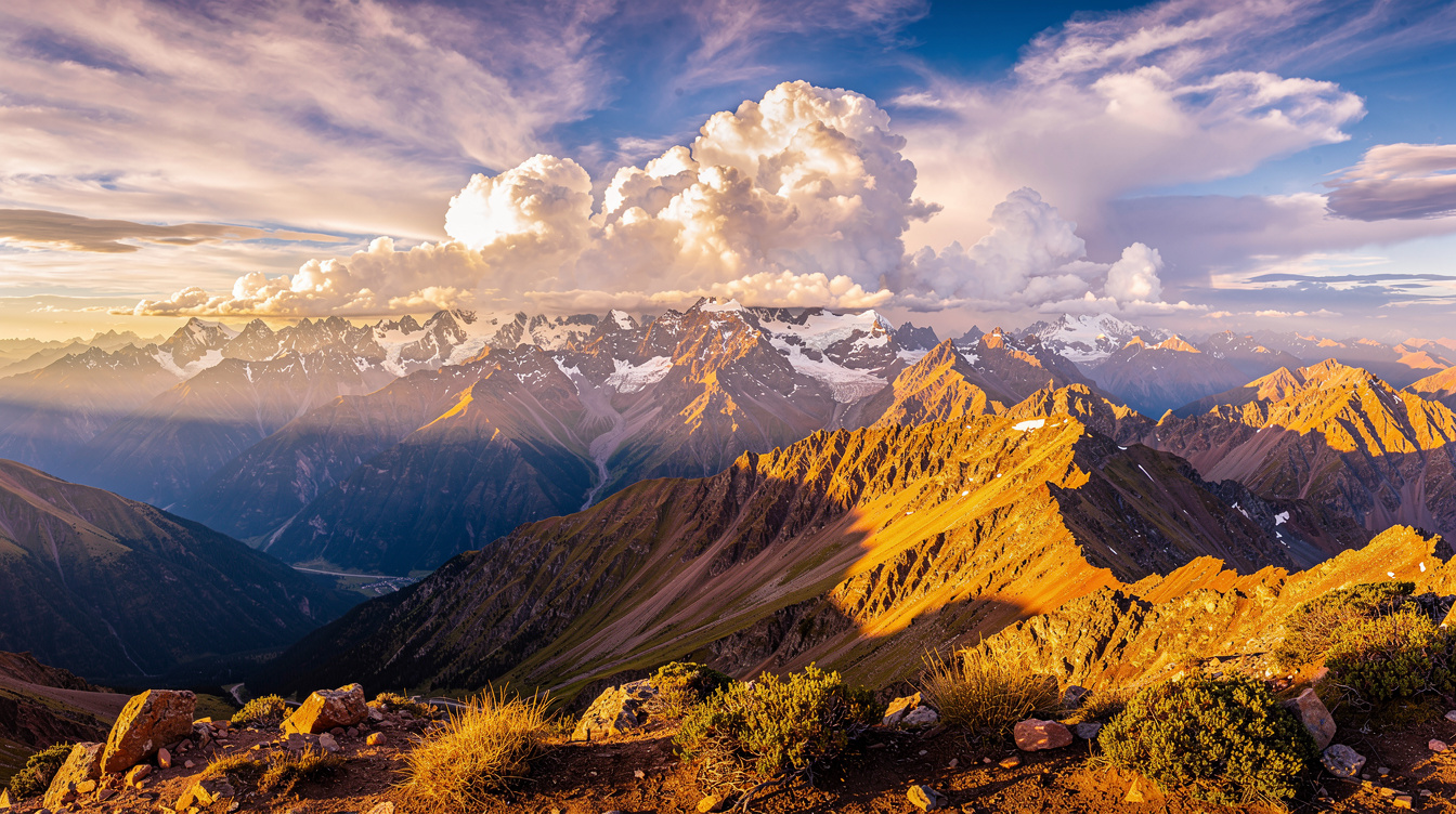 Panoramic view of the Chilean Andes mountains