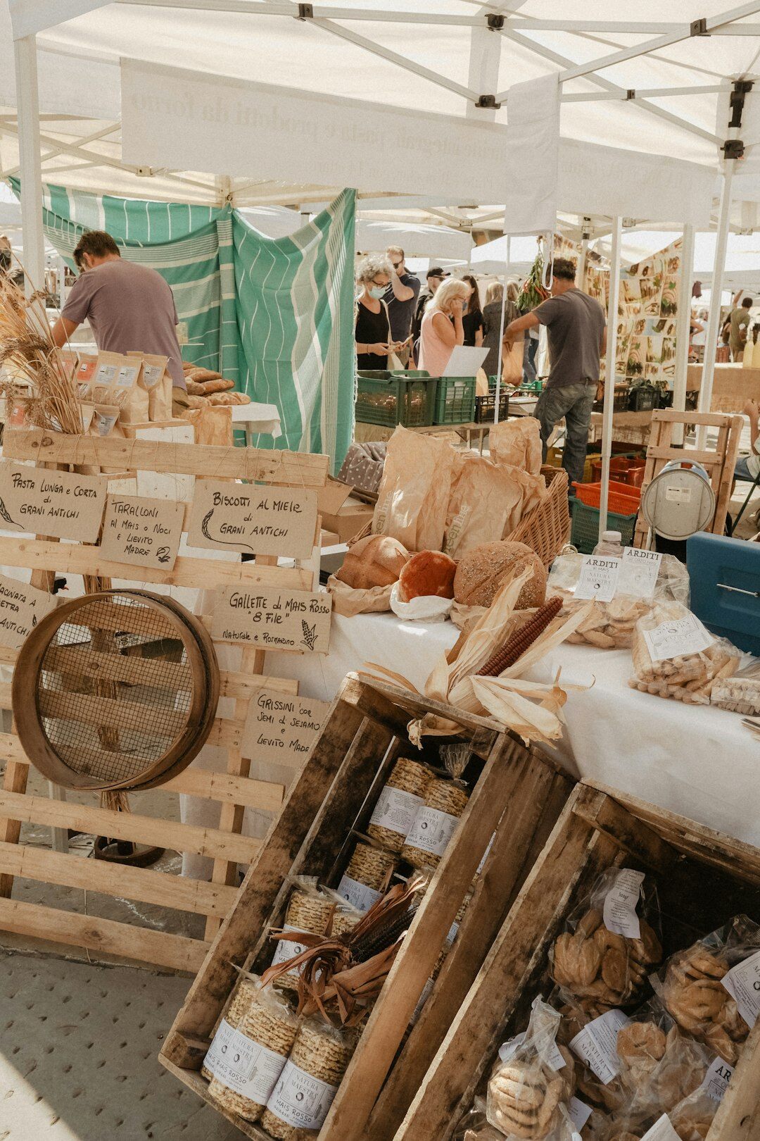 Artisan selling handmade crafts at a local market